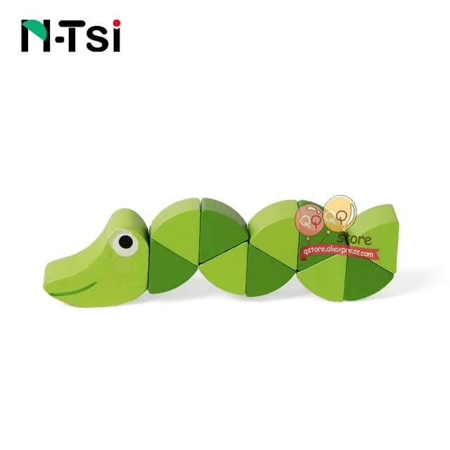 Colorful Wooden Worm Puzzles Kids Learning Educational Didactic Baby Development Toys Fingers Game for Children Montessori Gift