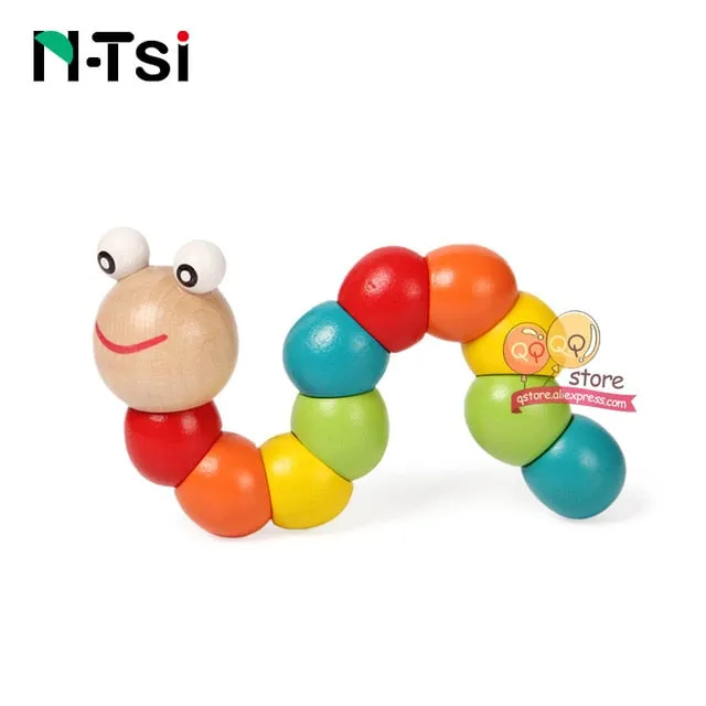 Colorful Wooden Worm Puzzles Kids Learning Educational Didactic Baby Development Toys Fingers Game for Children Montessori Gift