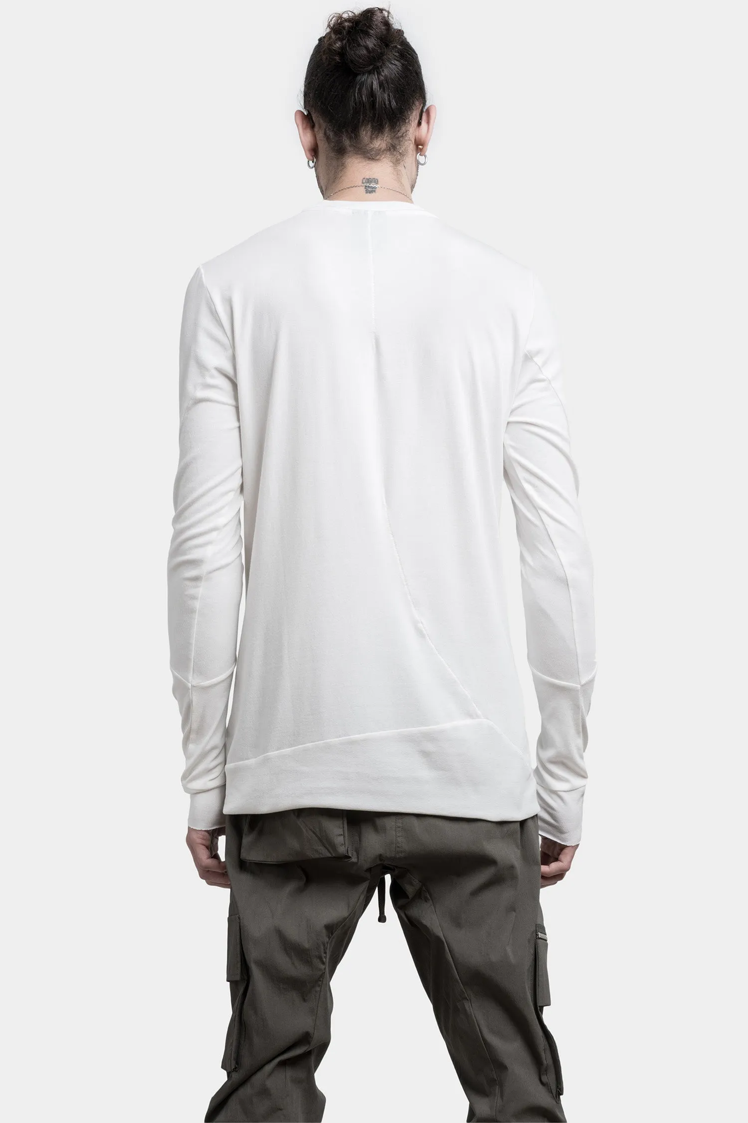 Contrast long sleeve tee, White