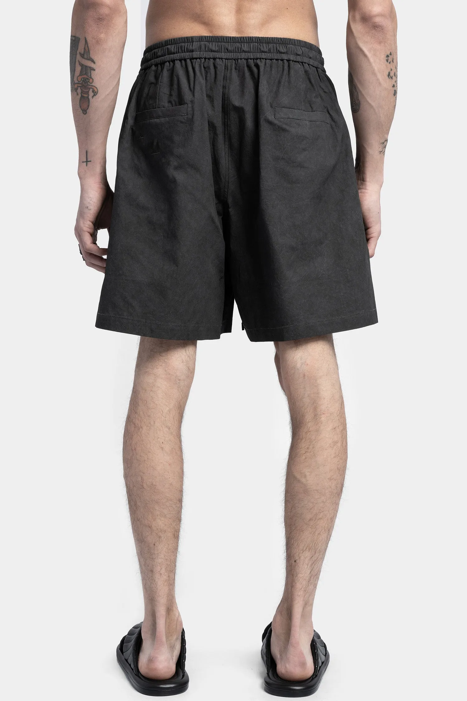 Cotton Poplin Boxing Shorts, Coal Grey