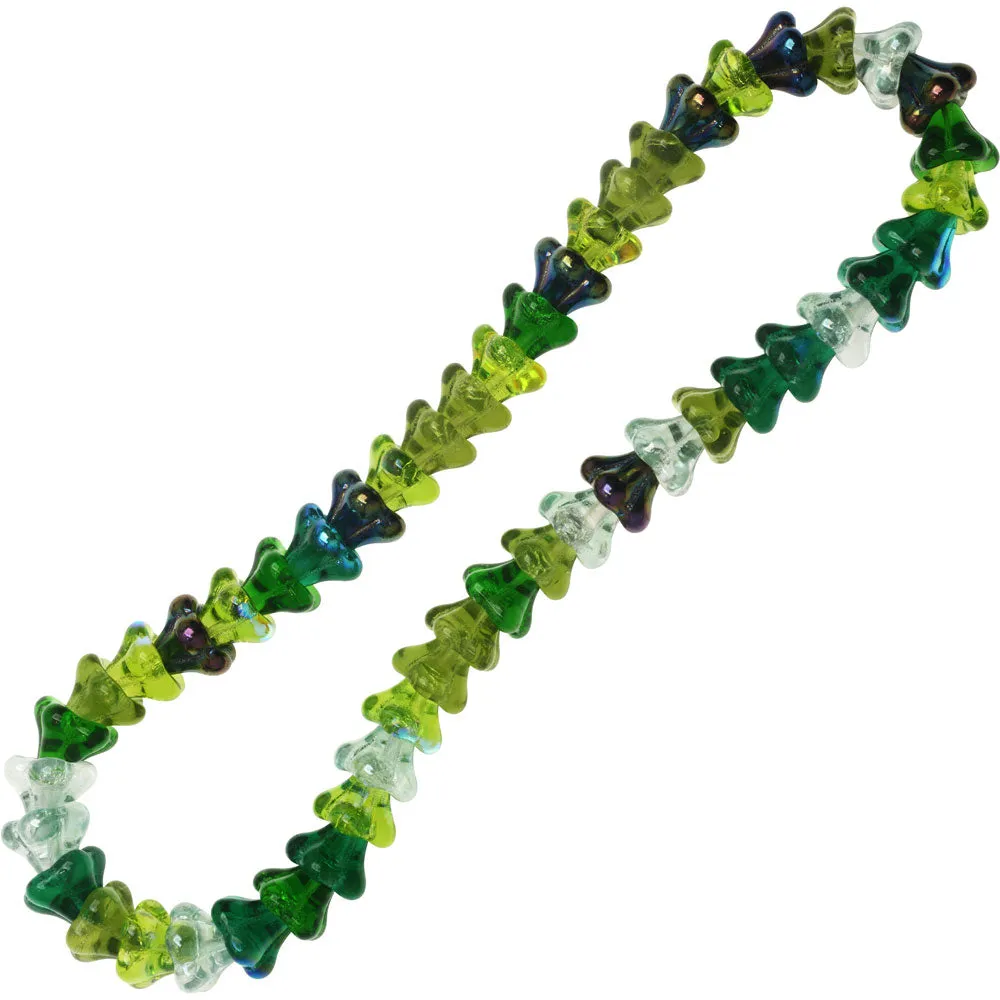 Czech Glass Beads, Flower 11x13mm, Evergreen Mix (50 Pieces)