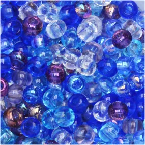 Czech Glass Seed Beads, 6/0 Round, Carribean Blue Mix (20 Gram Tube)