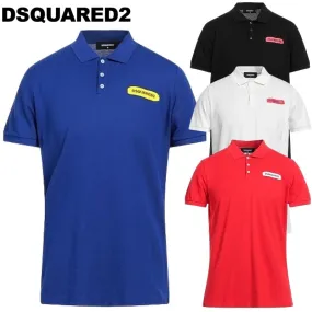 D SQUARED2  |Plain Cotton Short Sleeves Logo Luxury Polos