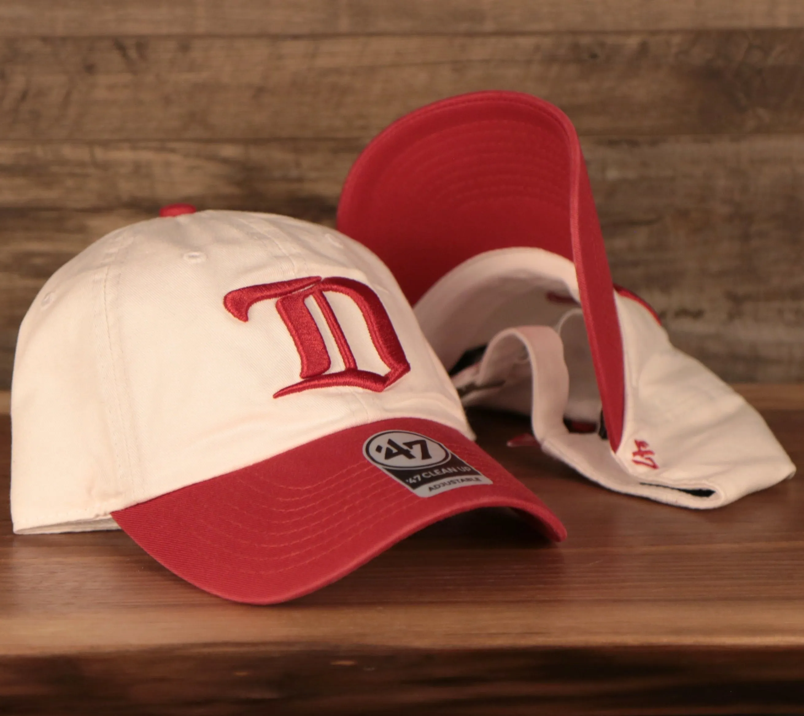 Detroit Red Wings Cream and Red Retro Adjustable Dad Hat