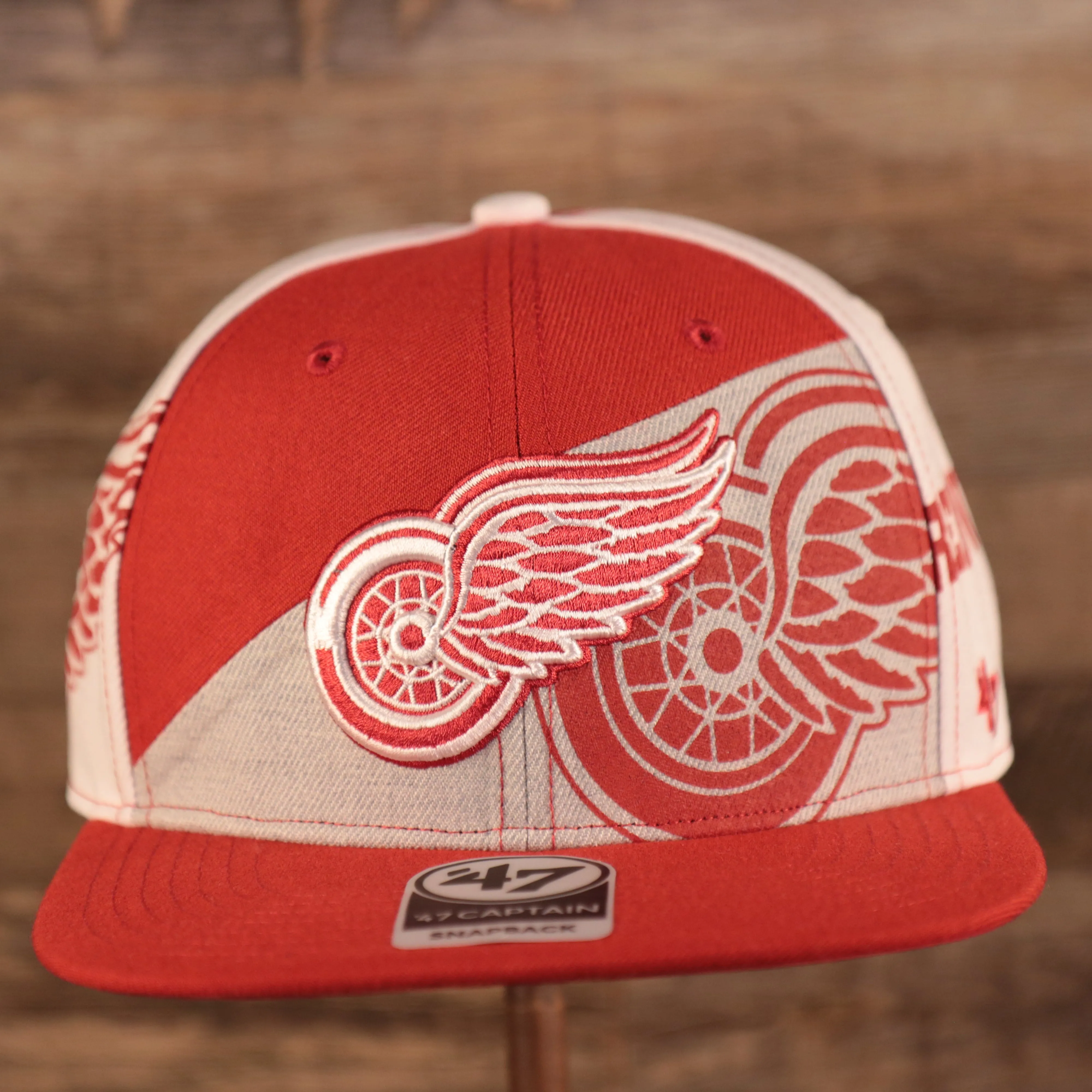 Detroit Red Wings Red Wings Lettering All Over Logo | Red Snapback Hat