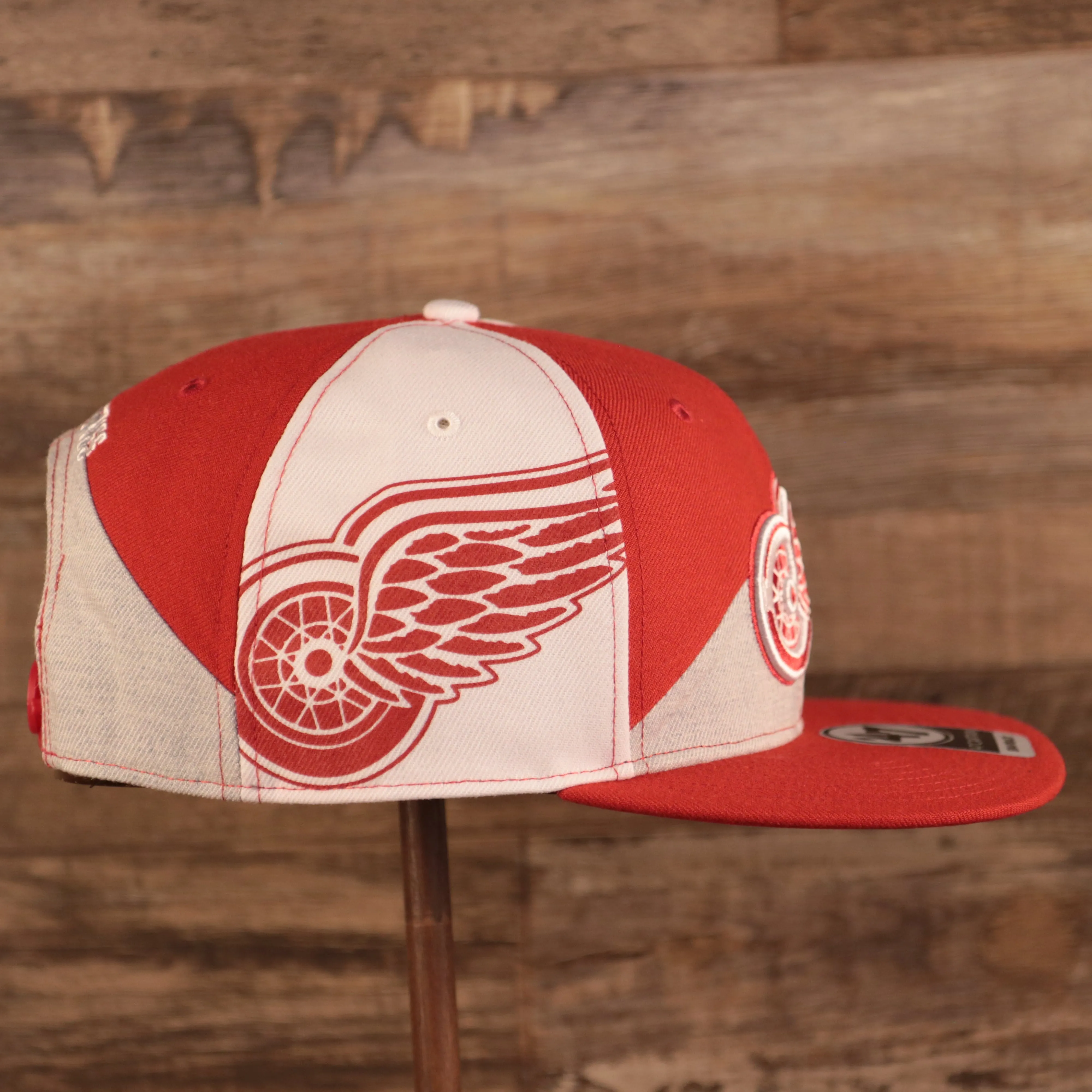 Detroit Red Wings Red Wings Lettering All Over Logo | Red Snapback Hat