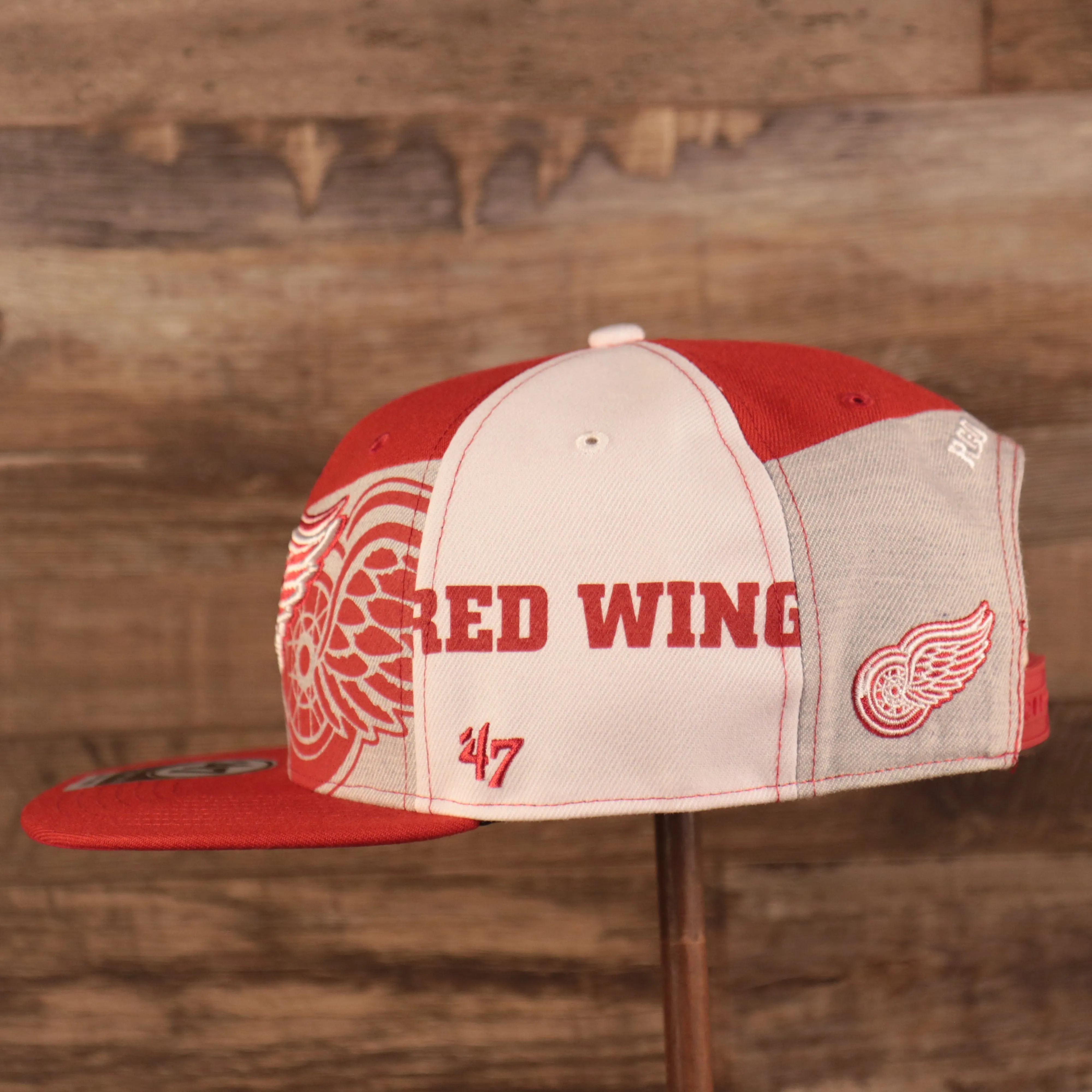 Detroit Red Wings Red Wings Lettering All Over Logo | Red Snapback Hat