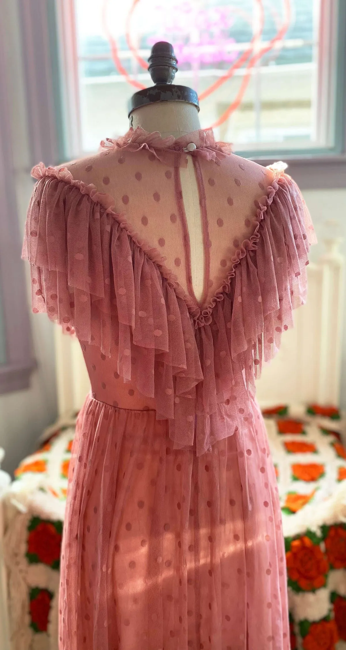 Dolly Dress in Dusty Rose Mesh (S and M ONLY)