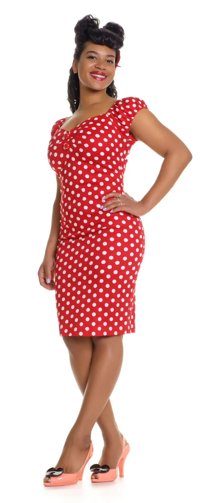 Dolores Dress in Red/White Polka (XXS ONLY)