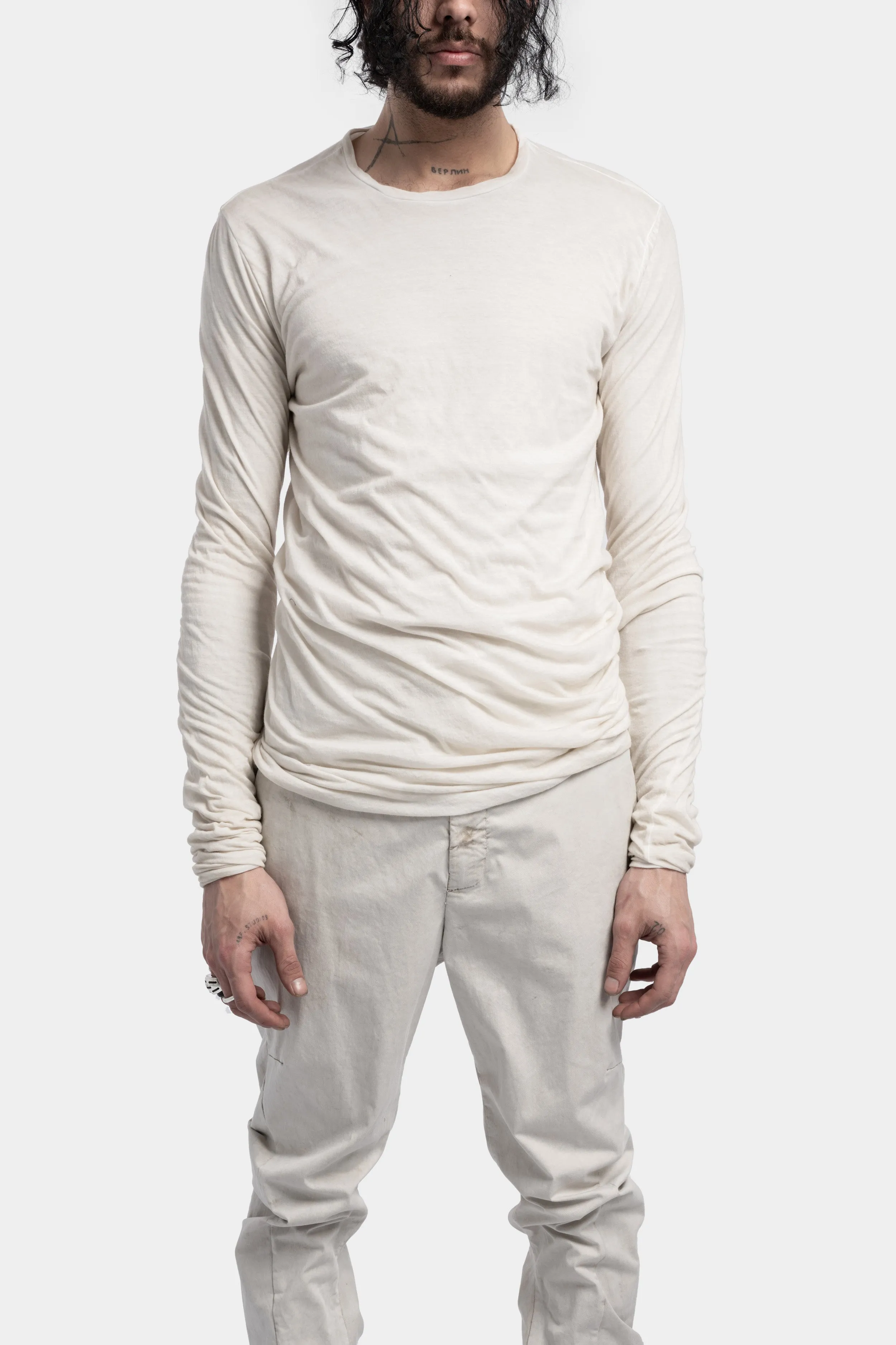 Double layer long sleeve tee, Off-white resin