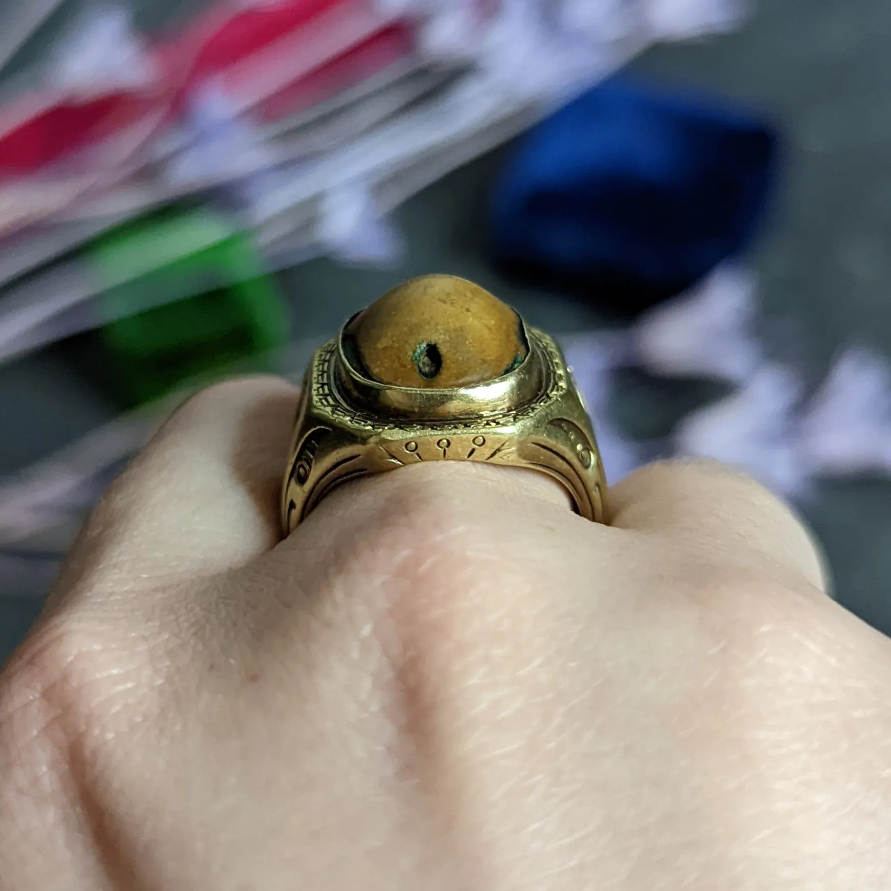 Egyptian Revival Hardstone 14 Karat Gold Unisex Scarab Ring