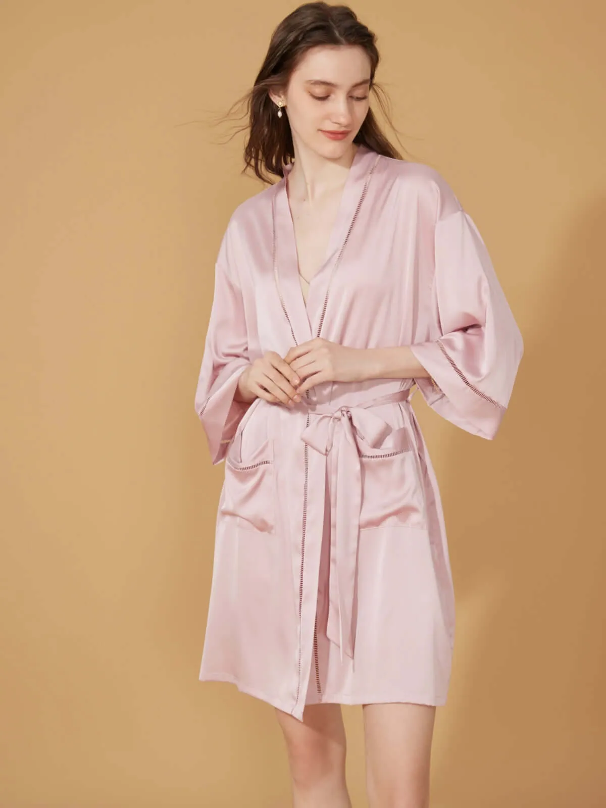 Elegant Hollow Detail Short Robe