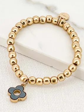 Envy Clover Beaded Bracelet - Gold & Grey