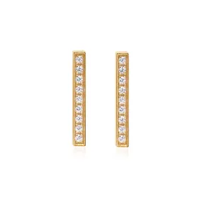 ER107G B.Tiff 18-Stone Short Bar Gold Plated Stainless Steel Earrings