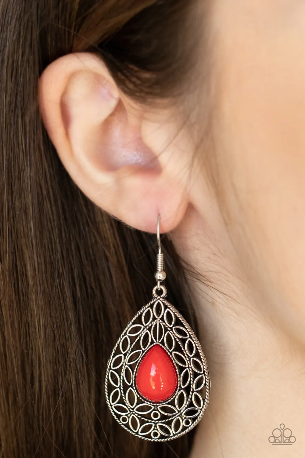 Fanciful Droplets - Red Earring