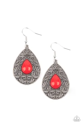 Fanciful Droplets - Red Earring