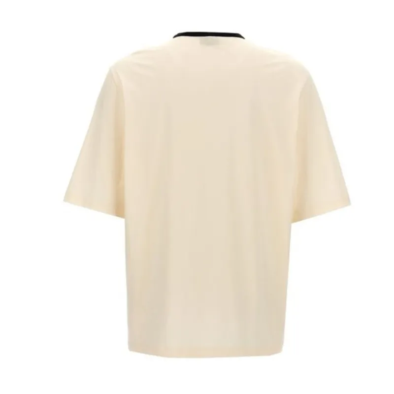 FENDI  |Crew Neck Bi-color Cotton Short Sleeves Logo Luxury