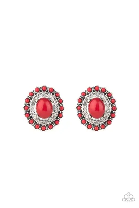 Floral Flamboyance - Red Post Earring