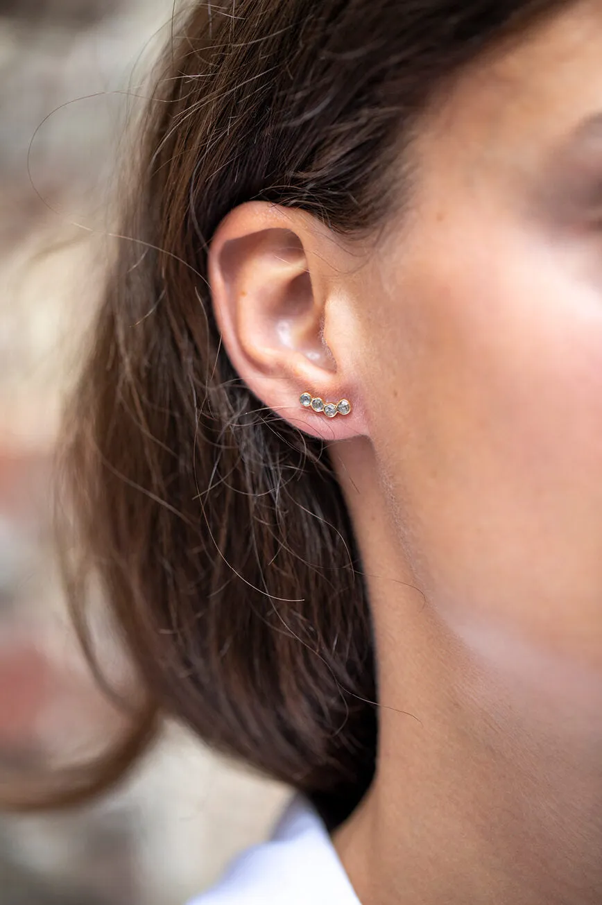 Four Rosecut Grey Diamond Studs