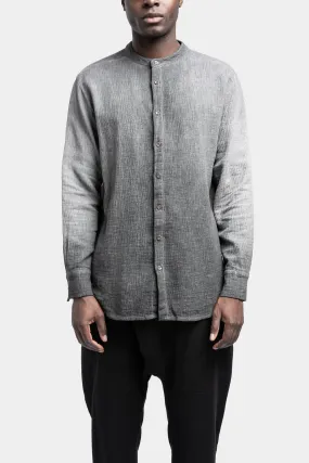 Gauze cotton mandarin shirt, Cold dyed grey