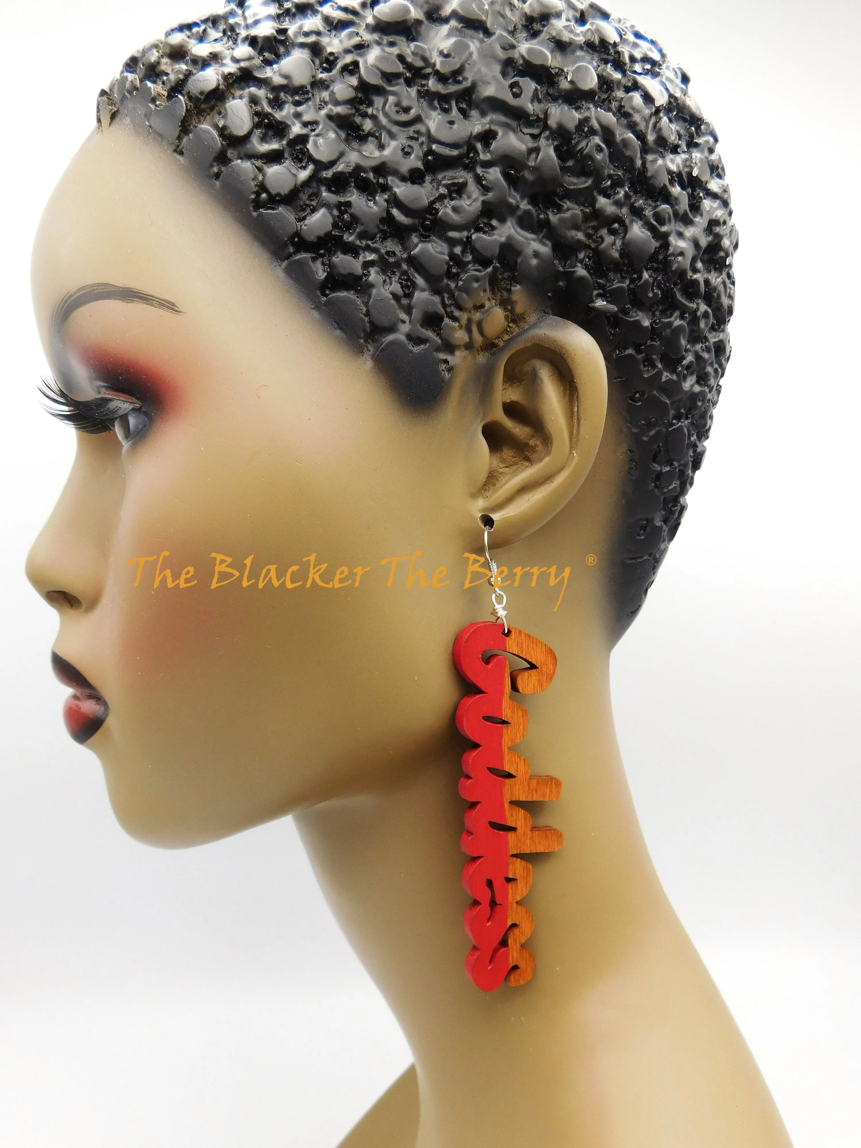 Goddess Earrings Ethnic Women Wooden Red Ethnic Jewelry Set