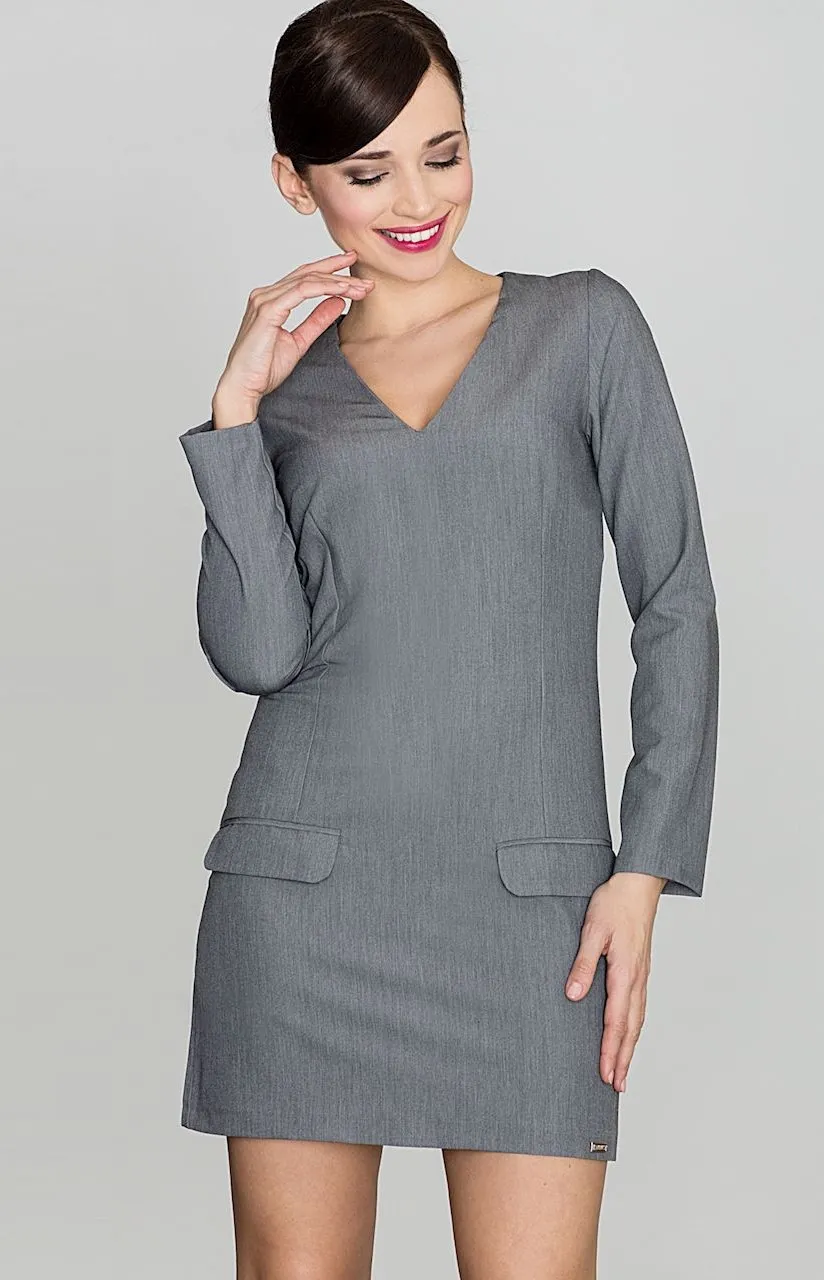 Gray long sleeve short dress