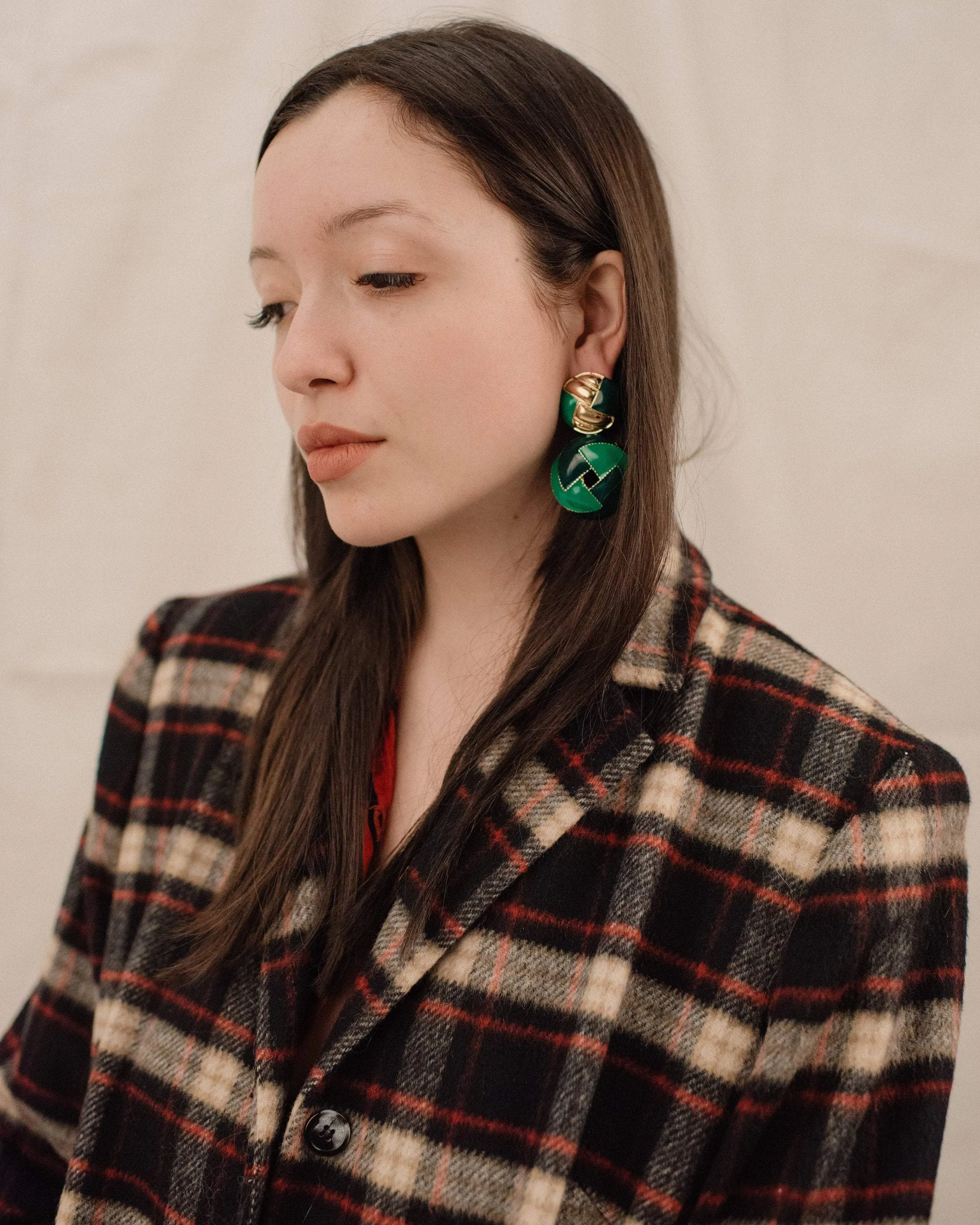 Green and Gold Chunky Statement Earrings