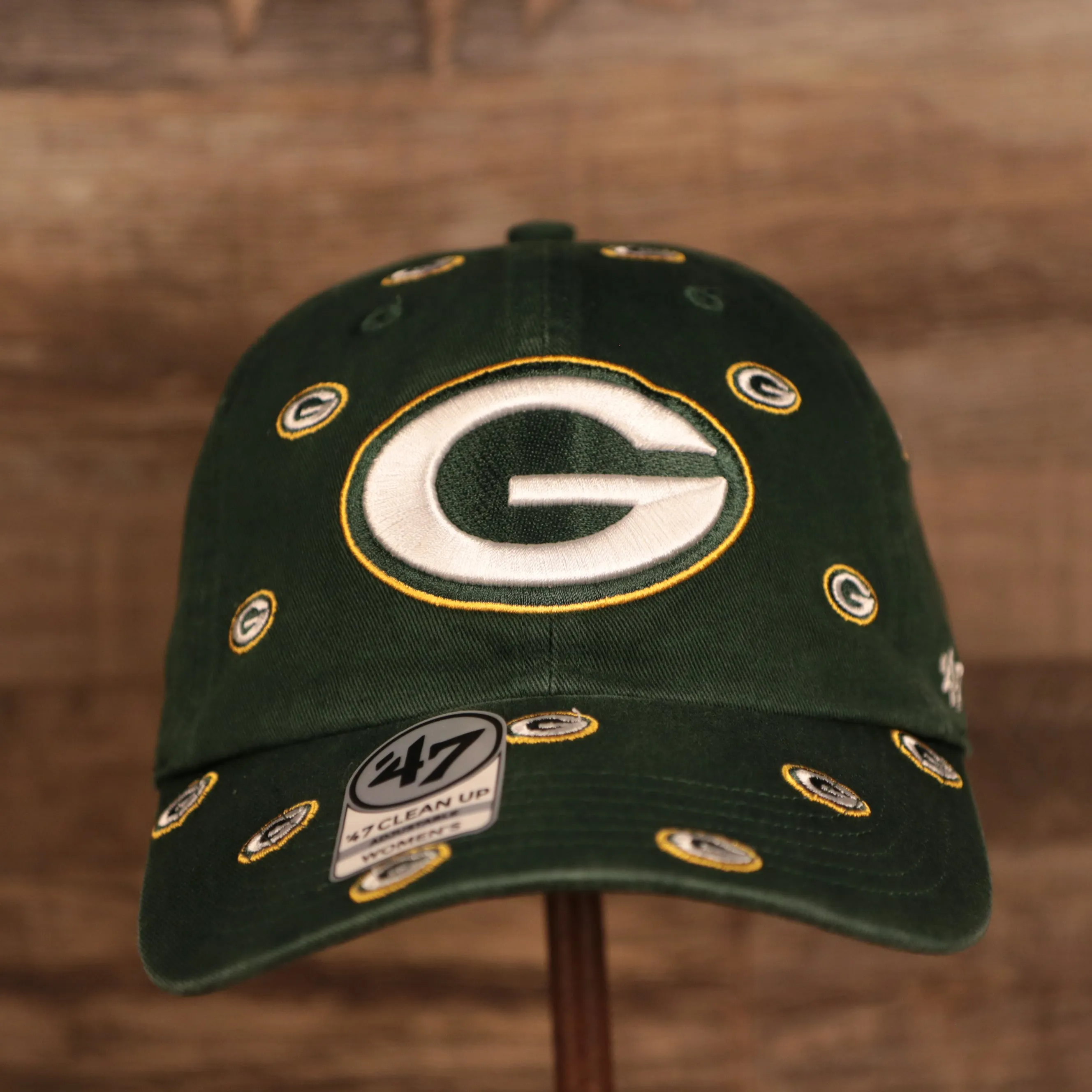 Green Bay Packers All Over Logo Patch Green Adjustable Dad Hat