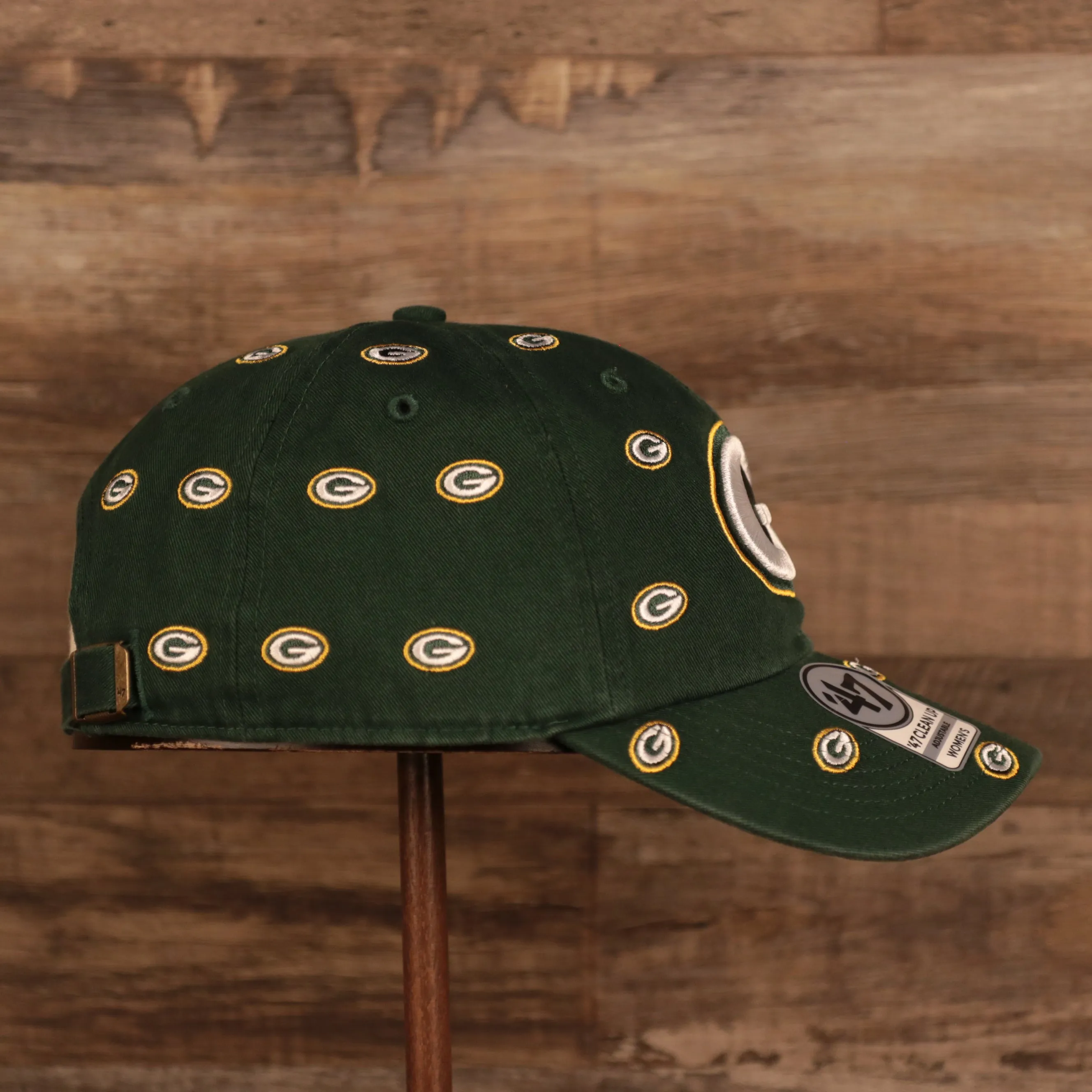 Green Bay Packers All Over Logo Patch Green Adjustable Dad Hat