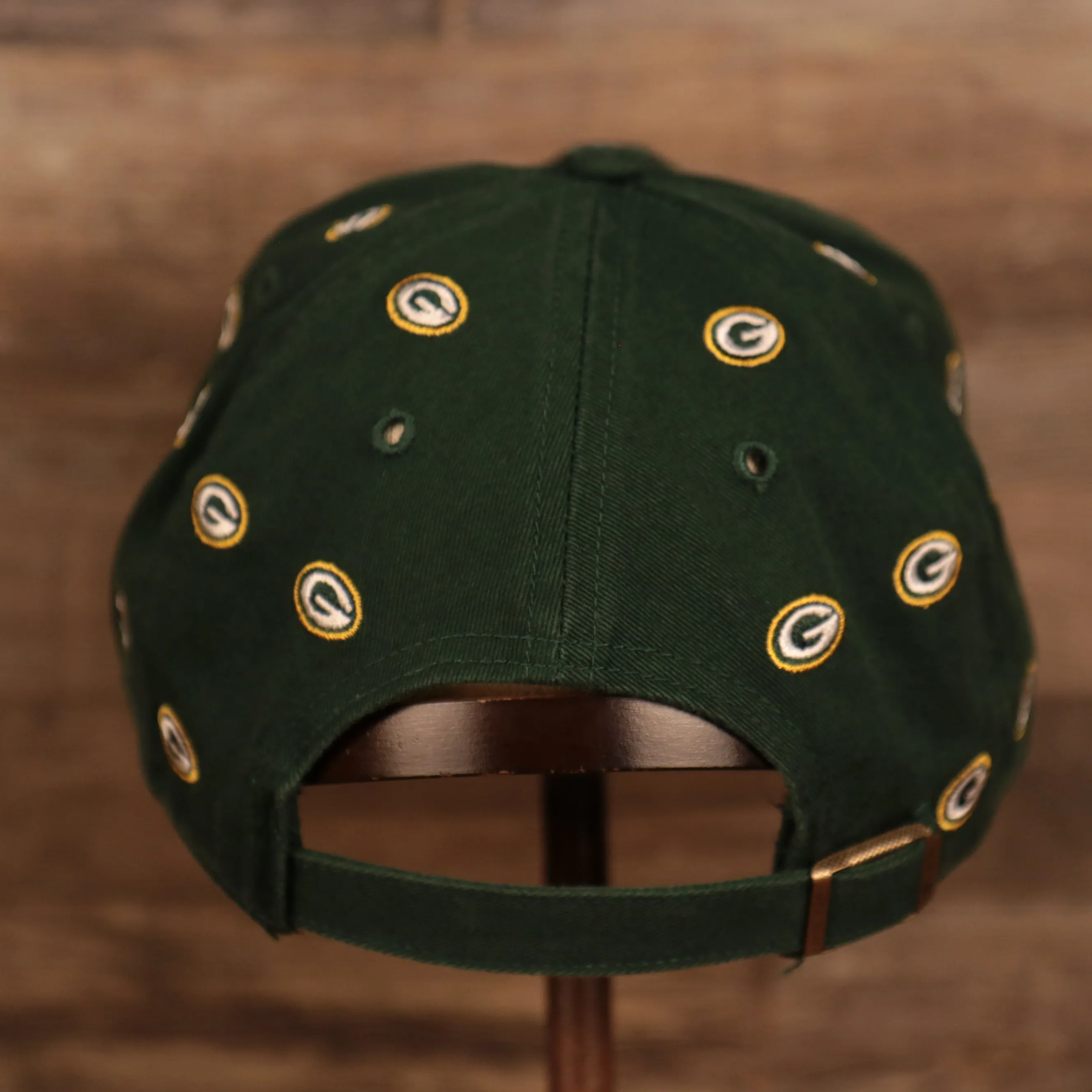 Green Bay Packers All Over Logo Patch Green Adjustable Dad Hat