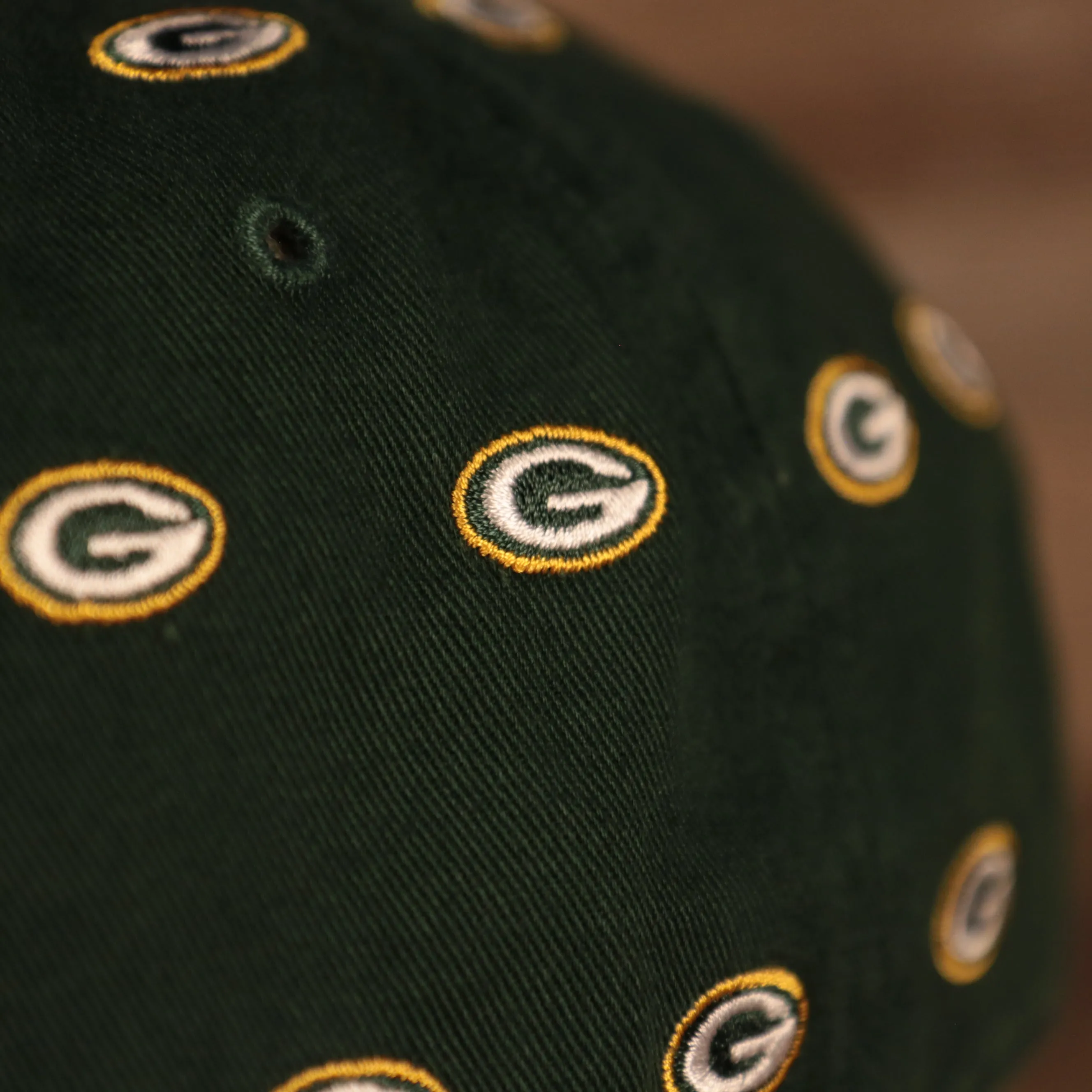 Green Bay Packers All Over Logo Patch Green Adjustable Dad Hat