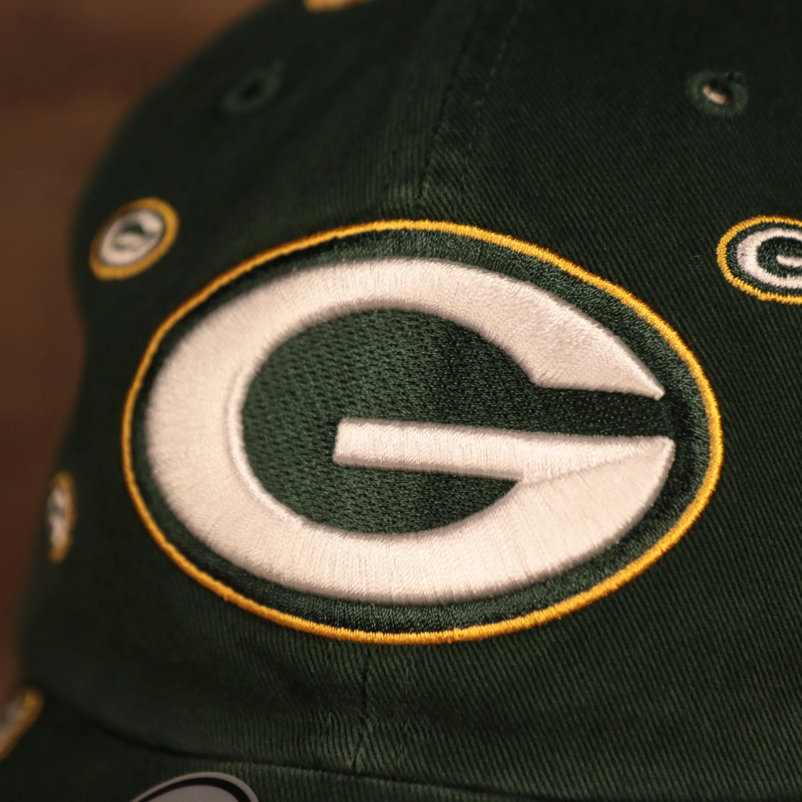 Green Bay Packers All Over Logo Patch Green Adjustable Dad Hat