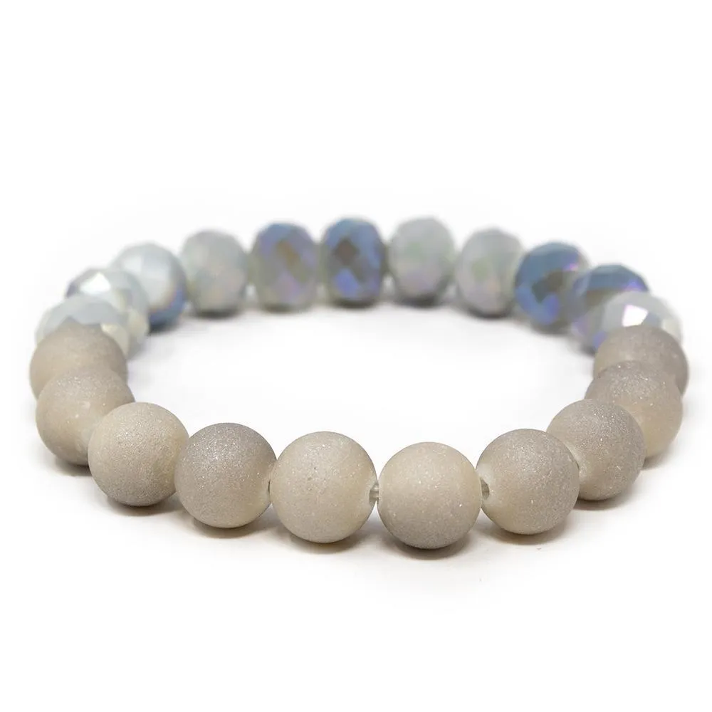 Grey Glass/Sparkly Bead Stretch Bracelet