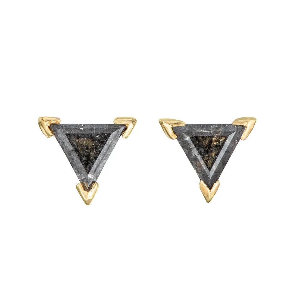 Grey Triangle Diamond Stud Earrings