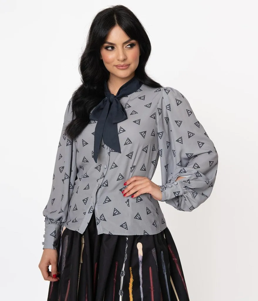 Harry Potter x Unique Vintage Deathly Hallows Gwen Blouse (S ONLY)