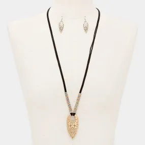 iLLASPARKZ Aztec pendant faux suede long necklace