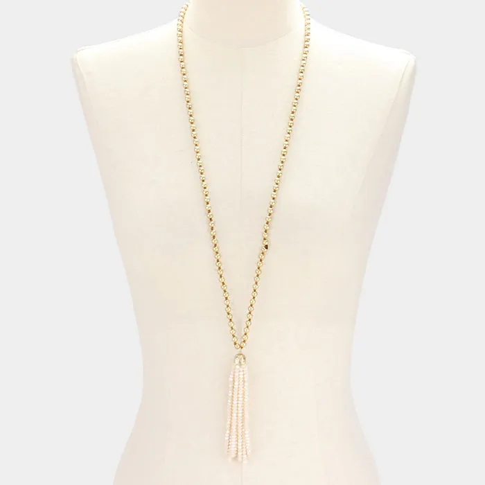 iLLASPARKZ Beads Tassel Drop Metal Ball Long Necklace