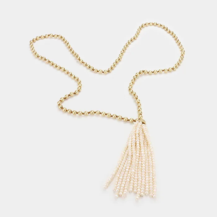 iLLASPARKZ Beads Tassel Drop Metal Ball Long Necklace