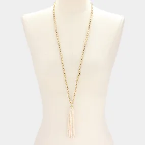 iLLASPARKZ Beads Tassel Drop Metal Ball Long Necklace