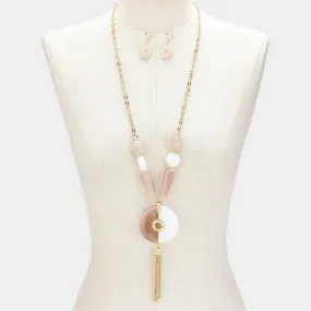 iLLASPARKZ Celluloid hoop & tassel drop long necklace