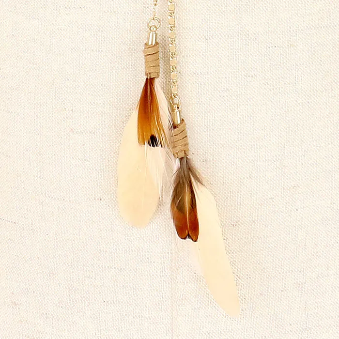 iLLASPARKZ Double Feather Drop Long Necklace