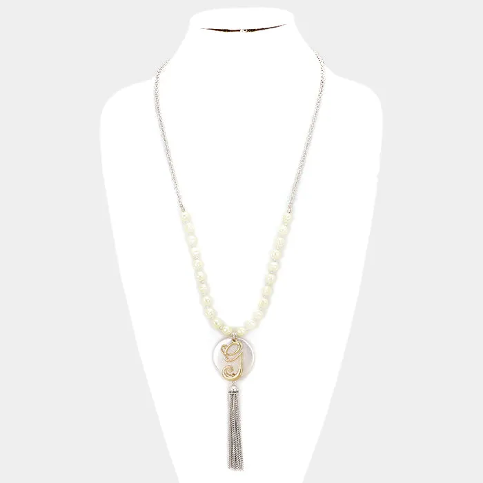 iLLASPARKZ 'G' Monogram tassel long necklace