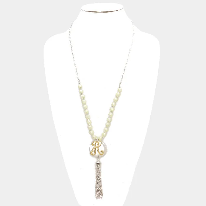 iLLASPARKZ 'H' Monogram tassel long necklace