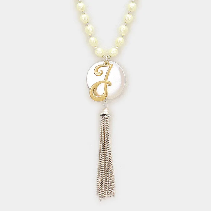 iLLASPARKZ 'J' Monogram tassel long necklace