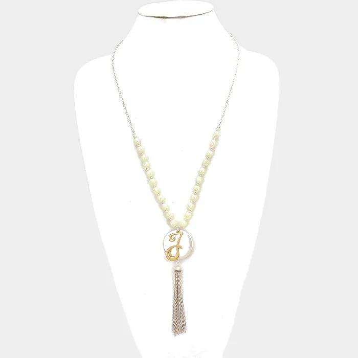 iLLASPARKZ 'J' Monogram tassel long necklace