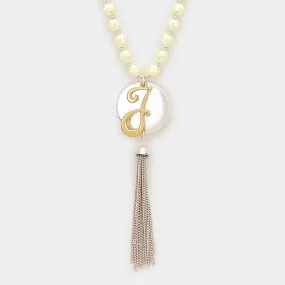 iLLASPARKZ 'J' Monogram tassel long necklace