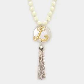 iLLASPARKZ 'L' Monogram tassel long necklace