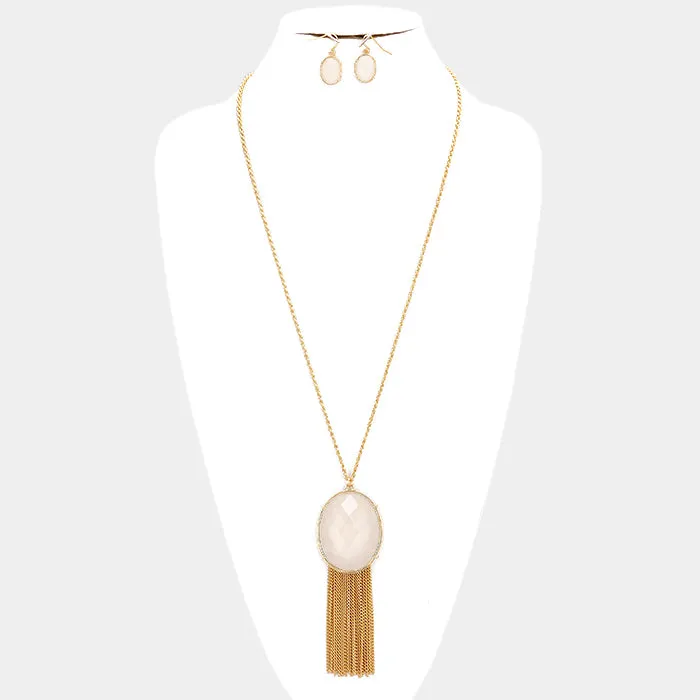 iLLASPARKZ Shimmery pendant & fringe drop long necklace