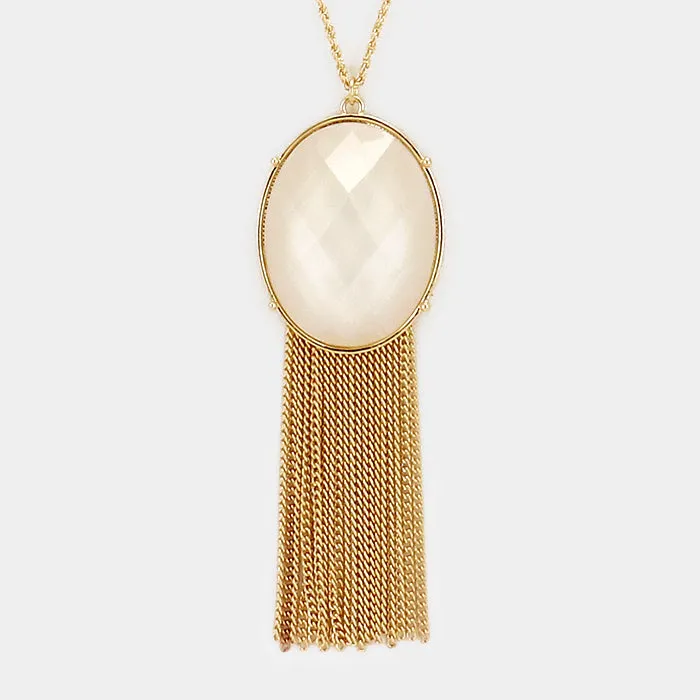 iLLASPARKZ Shimmery pendant & fringe drop long necklace