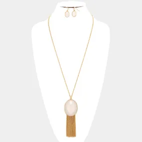 iLLASPARKZ Shimmery pendant & fringe drop long necklace